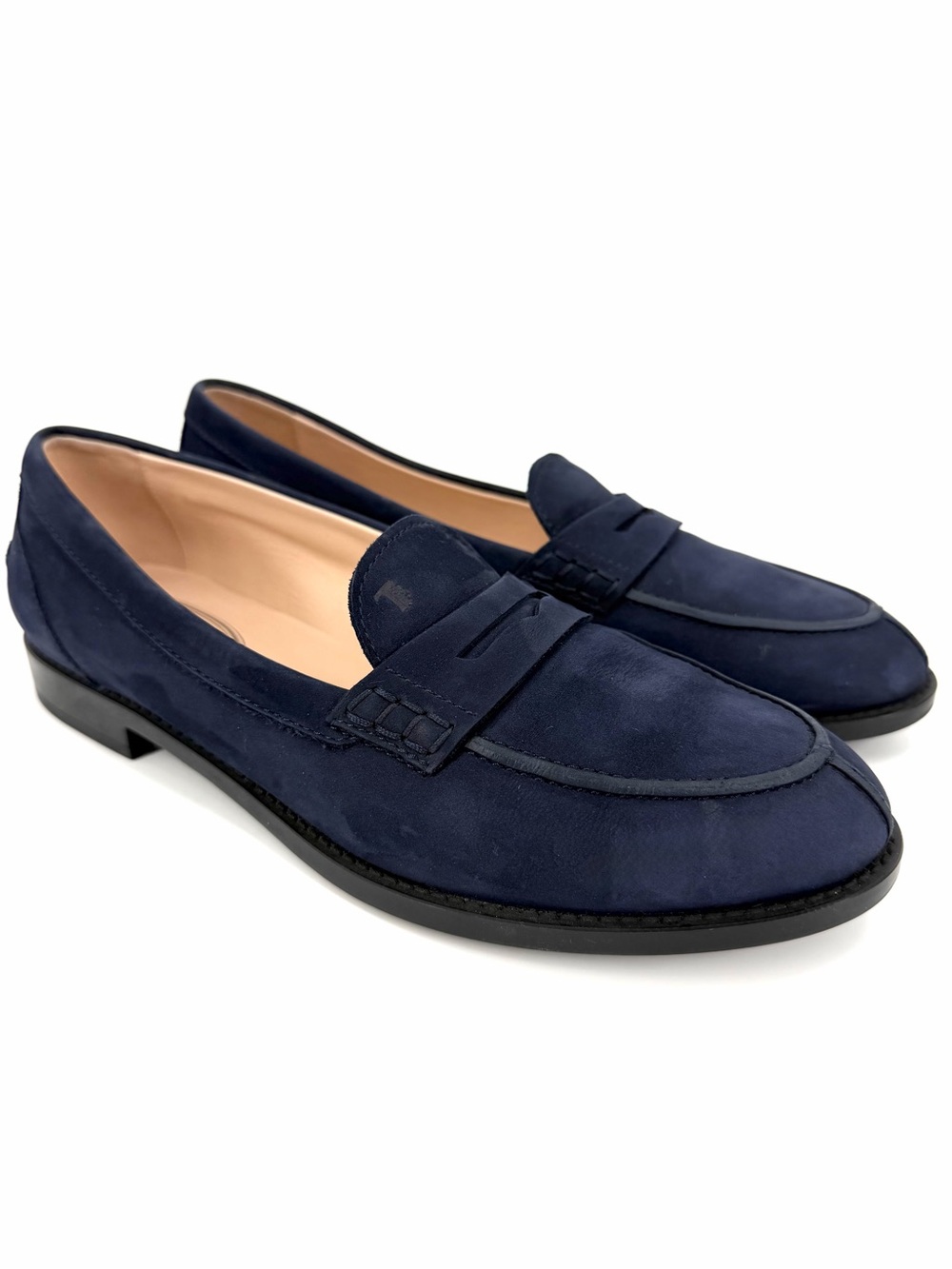 Tod’s Galaxy Midnight Navy Suede Penny Loafers Sz 39EU / 8.5 US Quiet Luxury